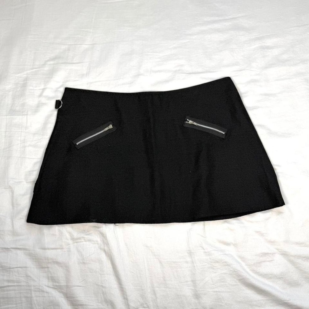 Vintage y2k 90s Morbid Threads black zipper mini skirt